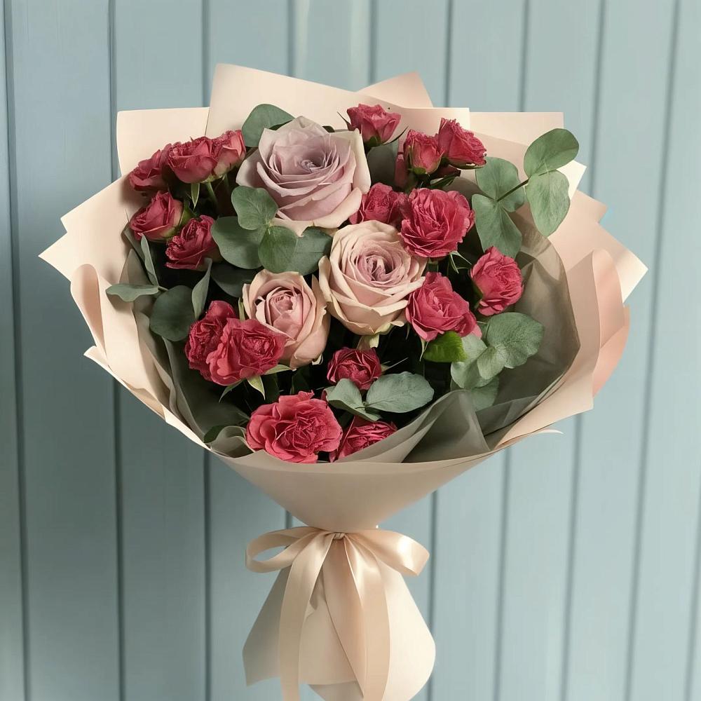 Букет цветов из: Гвоздики и Розы в Псыгансу