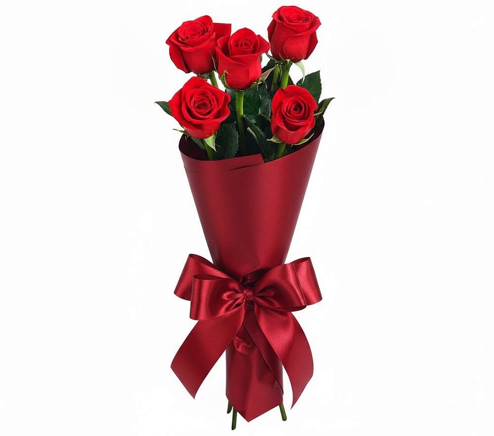 Букет 5 Красных роз Эдлесс Лав в Псыгансу