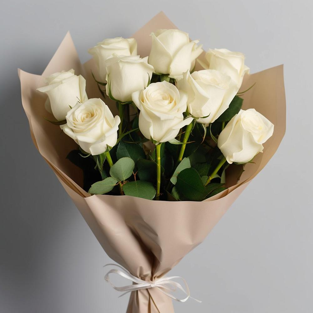 Букет 9 Белых роз Эдлесс Лав в Псыгансу