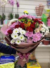 Букет цветов из:  Розы, Хризантемы и Альстромерии #REPLACE_PRED# Псыгансу