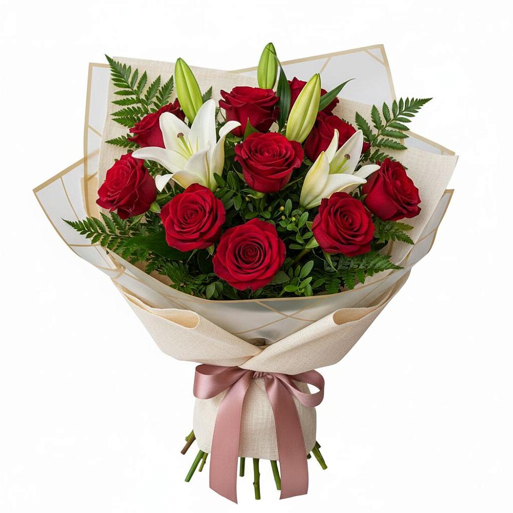 Букет цветов из: Лилии и Розы в Псыгансу