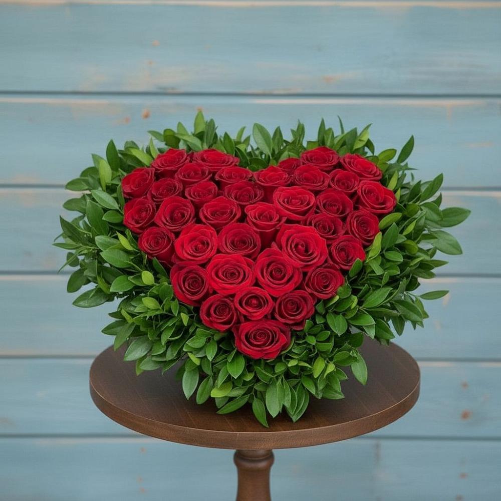 Цветочная композиция из Розы в виде сердца в Псыгансу