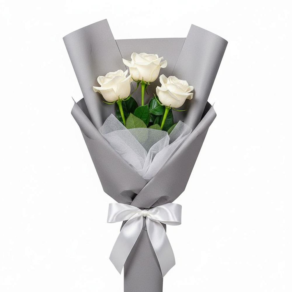 Букет 3 белые розы в Псыгансу