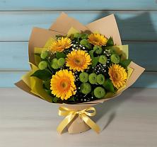 Букет цветов из:  Герберы и Хризантемы в Псыгансу