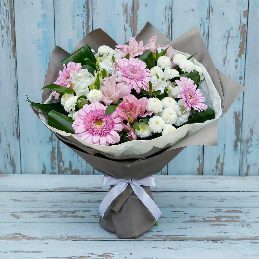 Букет цветов из: Герберы, Альстромерии и Хризантемы в Псыгансу