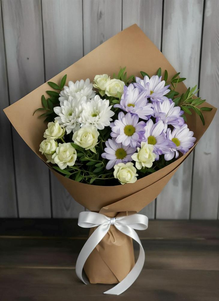 Букет цветов из: Хризантемы и Розы в Псыгансу