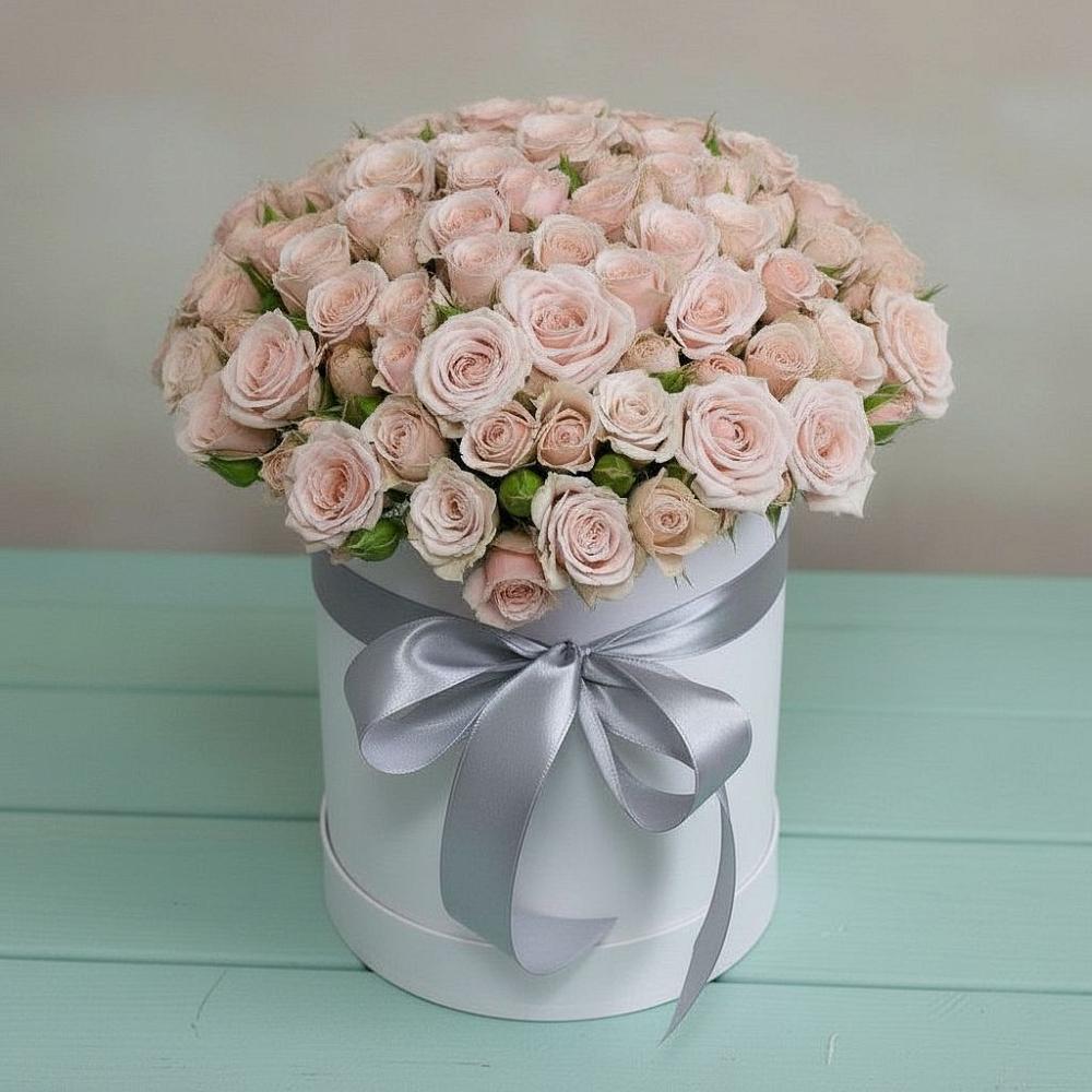 Цветочная композиция из Розы в шляпной коробке в Псыгансу